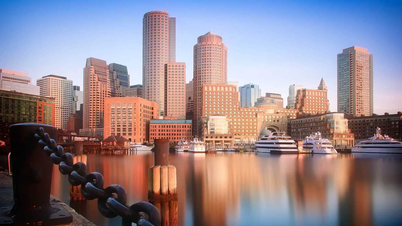 Обои Бостон, городской пейзаж, город, линия горизонта, небоскреб в разрешении 1280x720