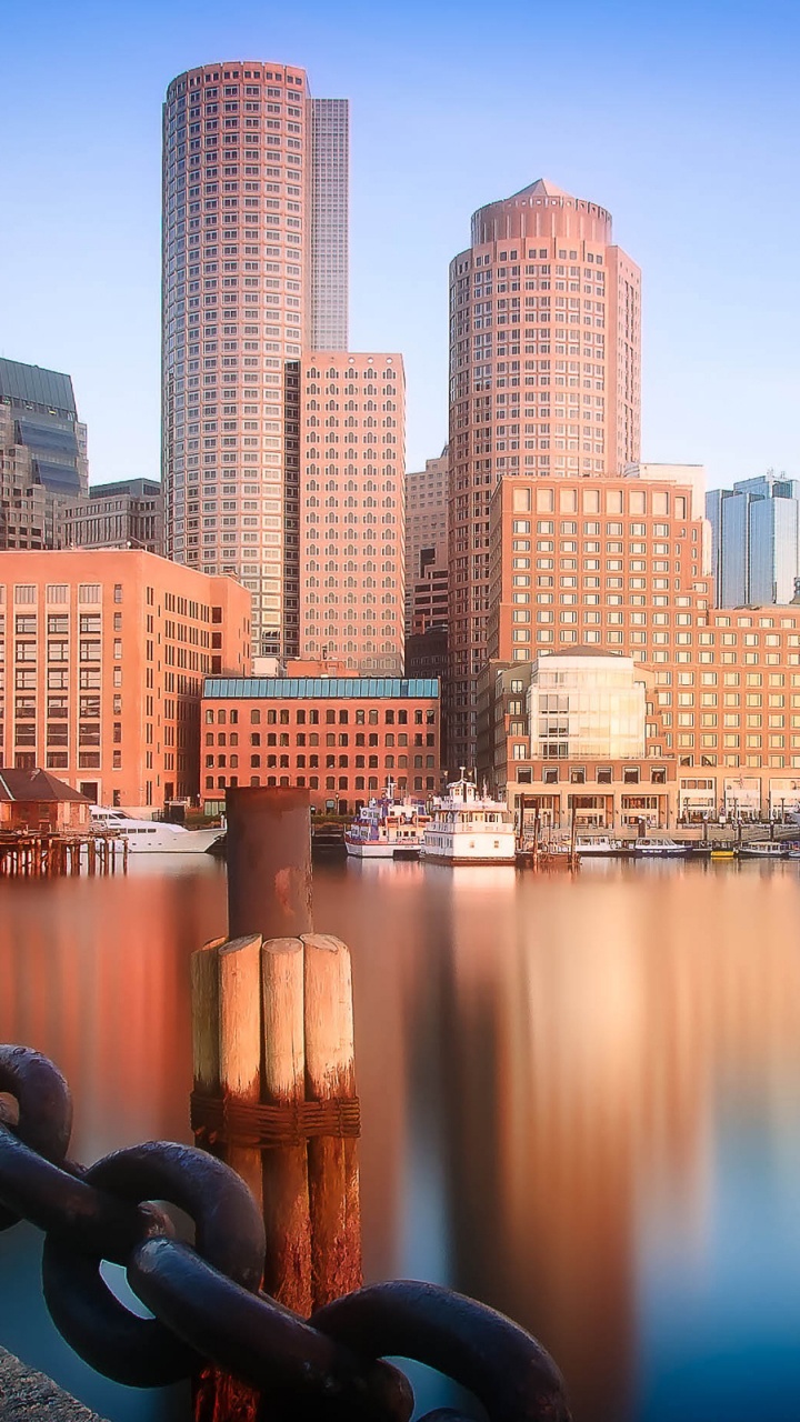 Обои Бостон, городской пейзаж, город, линия горизонта, небоскреб в разрешении 720x1280