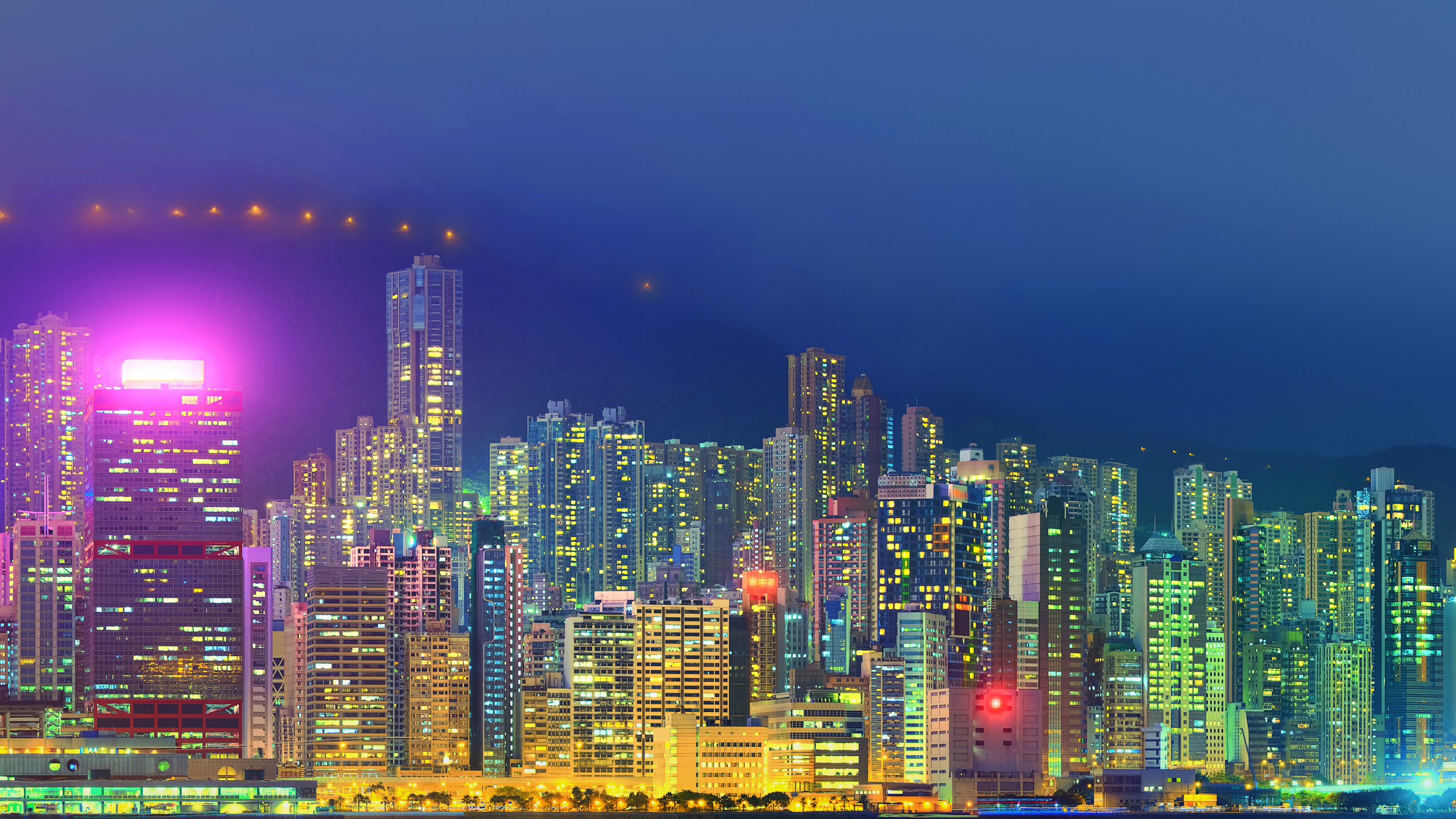 Обои Гонконг, небоскреб, город, городской пейзаж, метрополия в разрешении 2560x1440