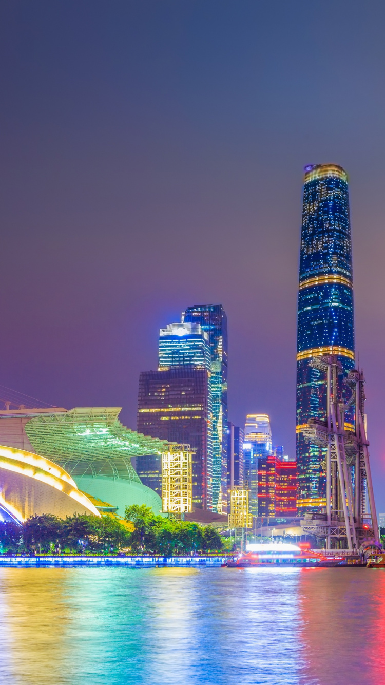 Обои Гуанчжоу, городской пейзаж, город, метрополия, линия горизонта в разрешении 750x1334