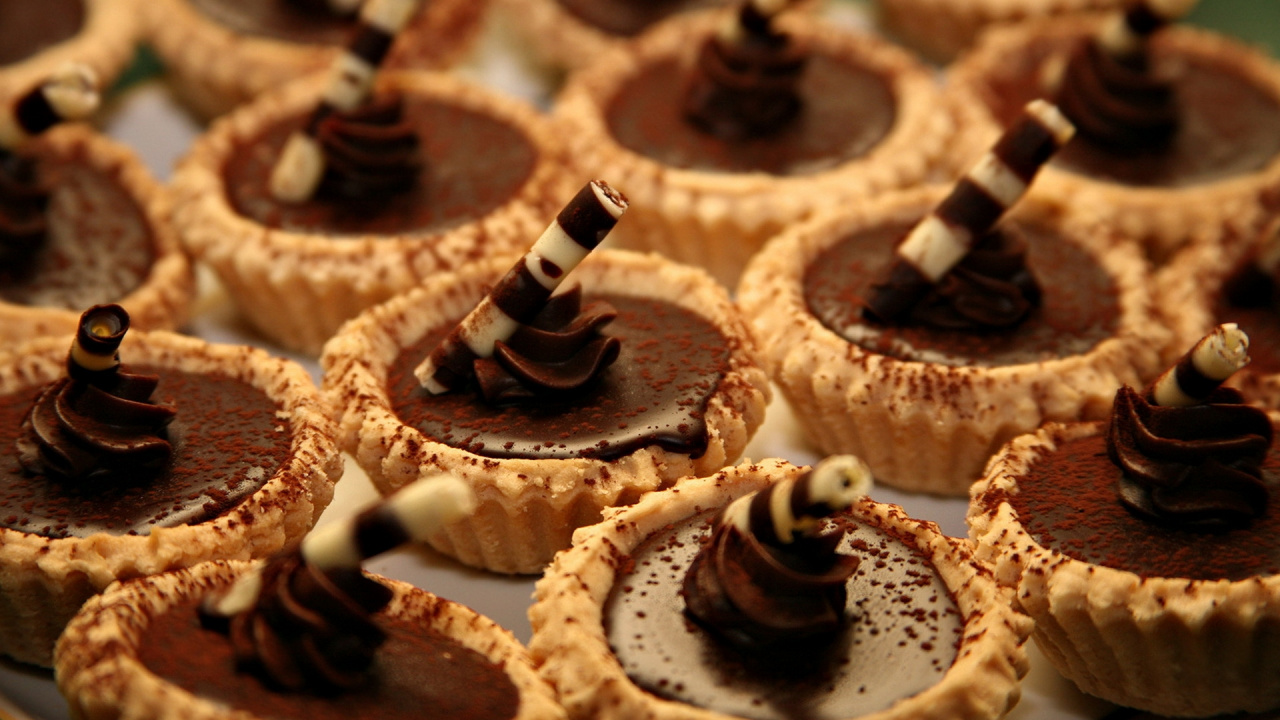 Обои шоколад, пища, выпечка, хлебобулочные изделия, птифур в разрешении 1280x720