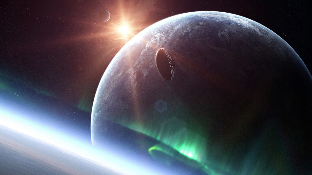 Обои космическое пространство, атмосфера, планета, астрономический объект, космос в разрешении 1280x720