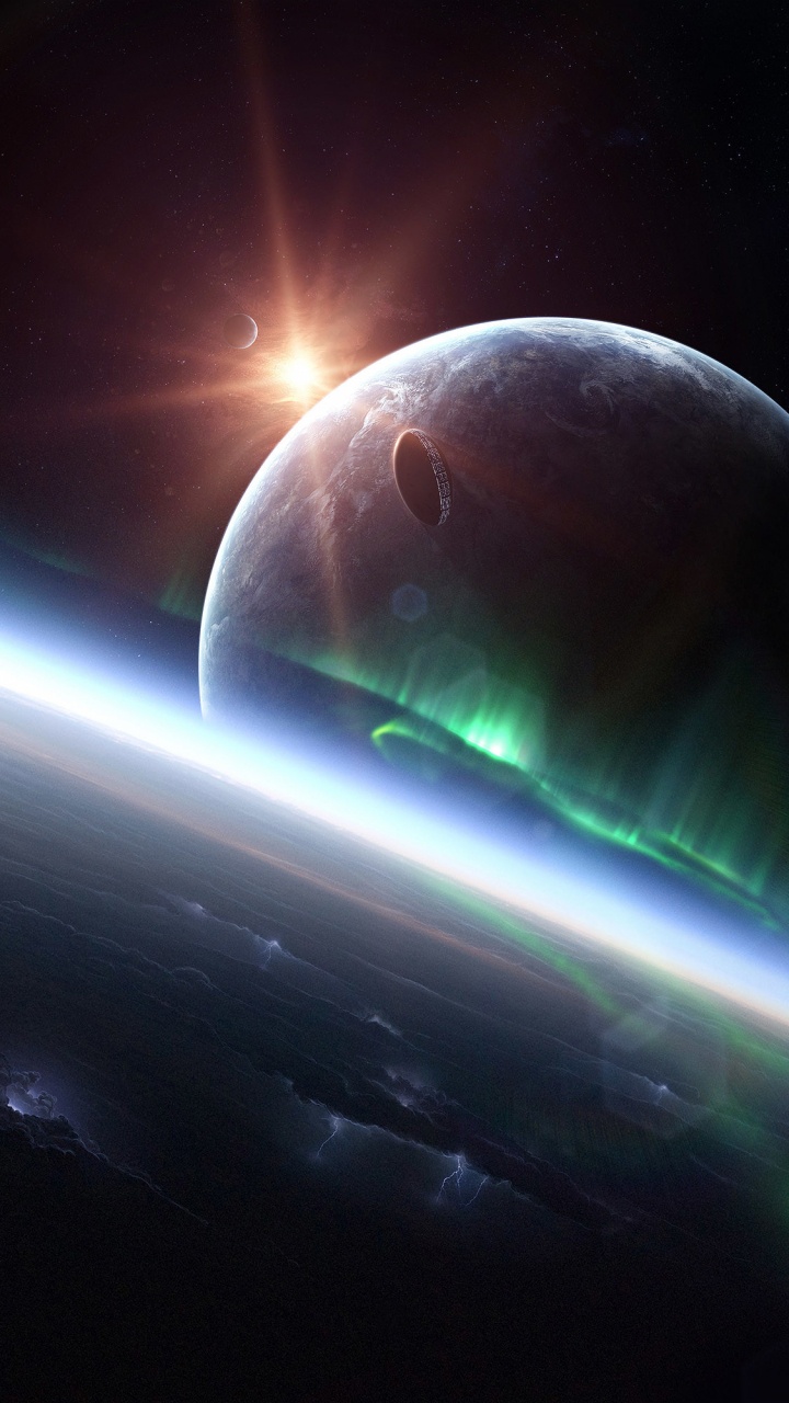Обои космическое пространство, атмосфера, планета, астрономический объект, космос в разрешении 720x1280