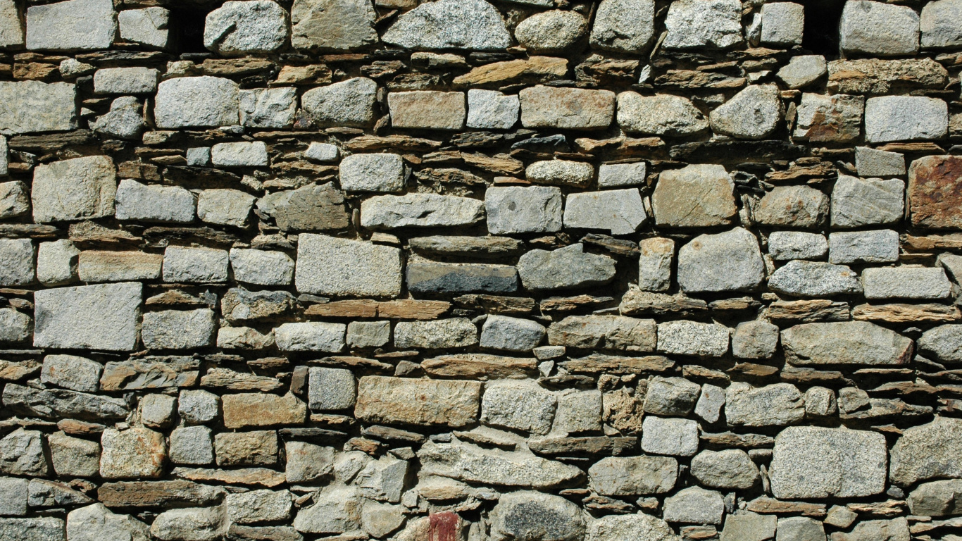 Обои камень, каменная стена, стена, кирпич, наложение текстуры в разрешении 1366x768