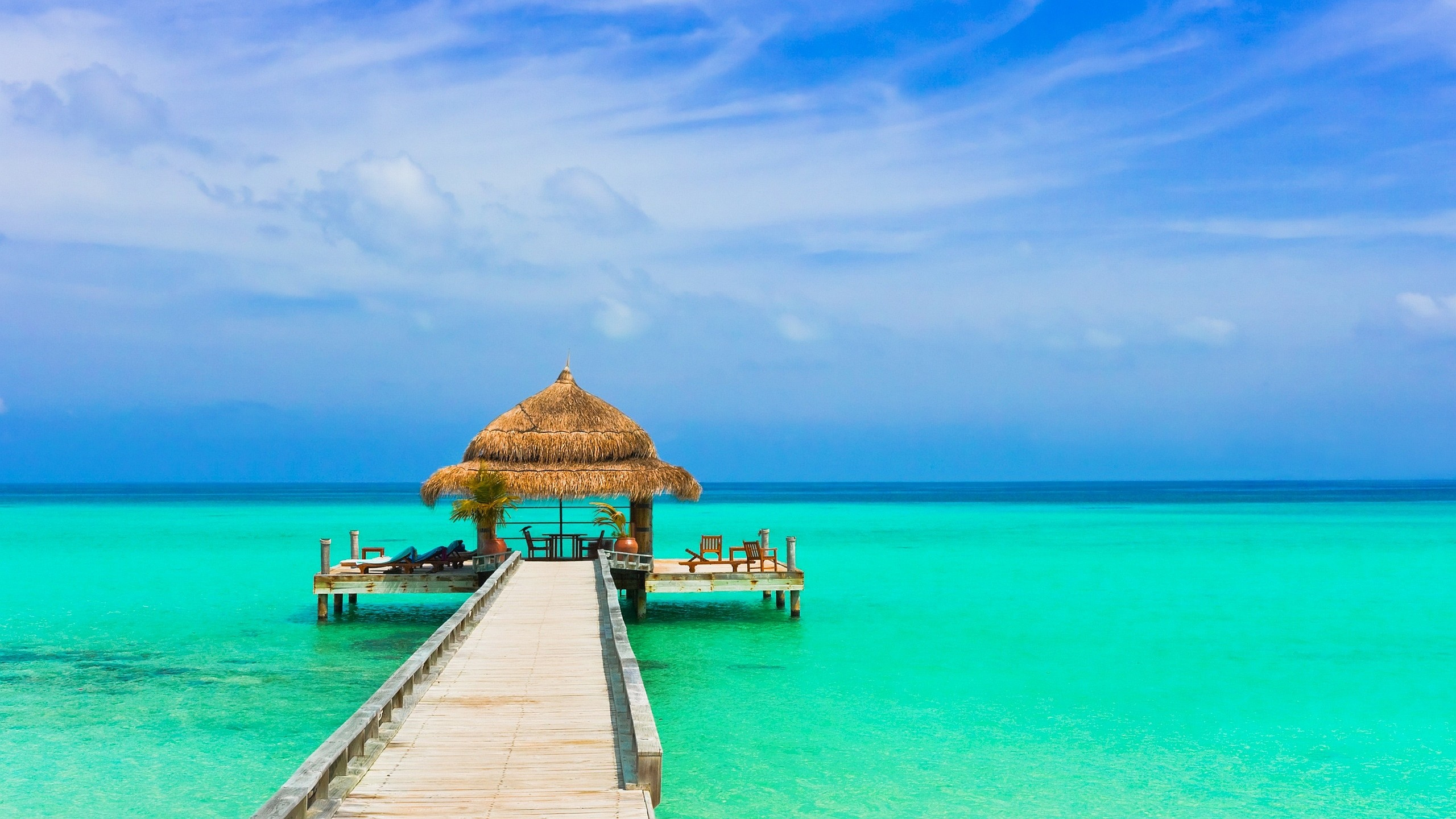 Обои прибежище, пляж, отпуск, море, тропическая зона в разрешении 2560x1440