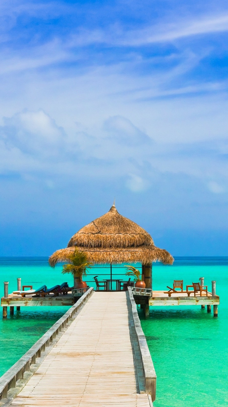 Обои прибежище, пляж, отпуск, море, тропическая зона в разрешении 750x1334