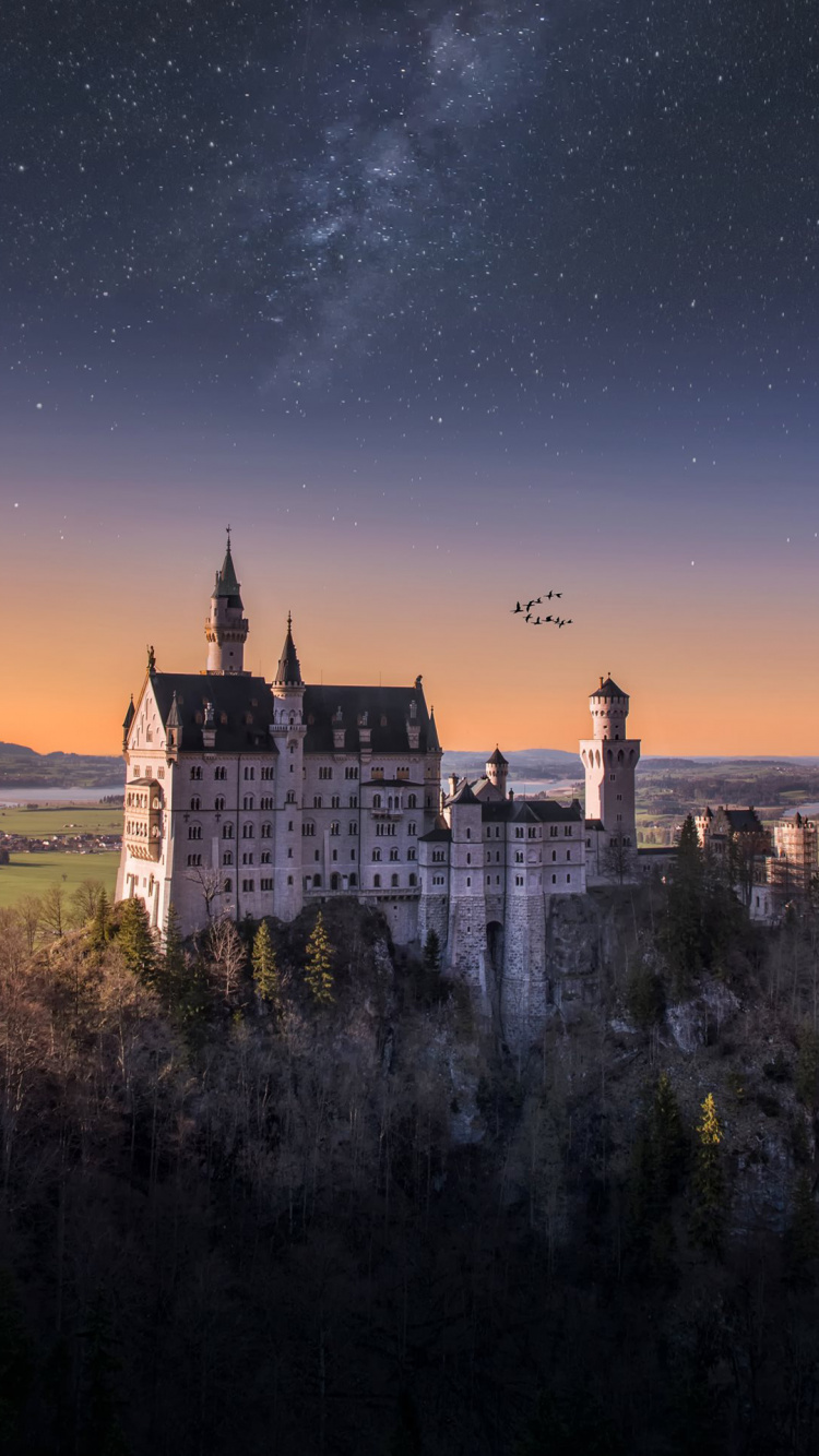 Обои замок Нойшванштайн, Fssen, замок, дворец, здание в разрешении 750x1334