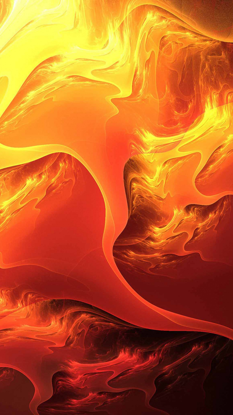 Обои Апельсин, пламя, желтый, огонь, векторная графика в разрешении 750x1334