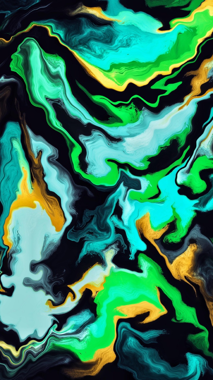 Обои зеленый, художественная краска, растительность, водоем, жидкий в разрешении 720x1280