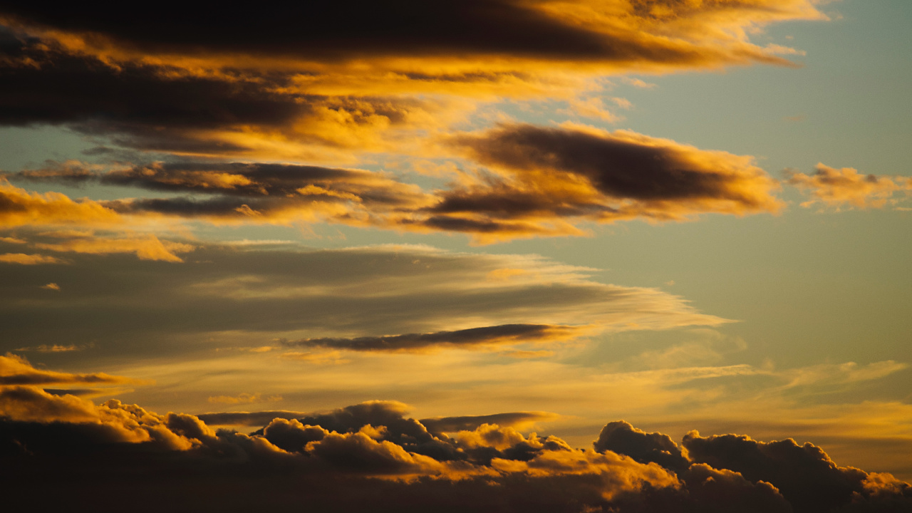 Обои закат, послесвечение, облако, дневное время, атмосфера в разрешении 1280x720