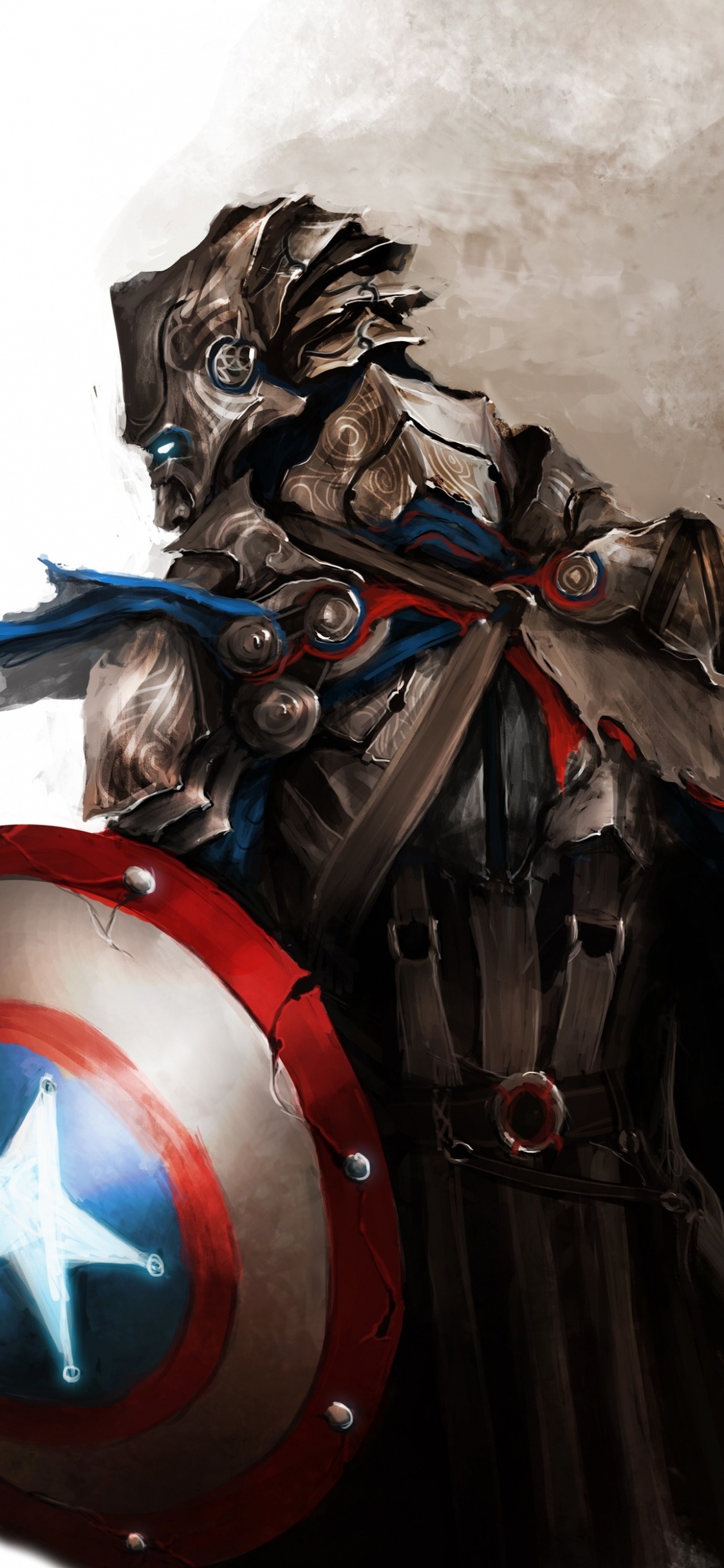 Обои средневековый Капитан Америка, Капитан Америка, библиотека Loki, Клинт Бартон, Халк в разрешении 1125x2436