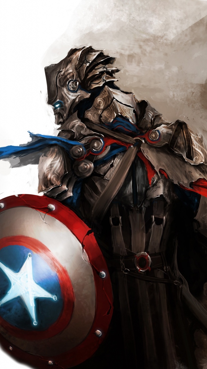 Обои средневековый Капитан Америка, Капитан Америка, библиотека Loki, Клинт Бартон, Халк в разрешении 720x1280