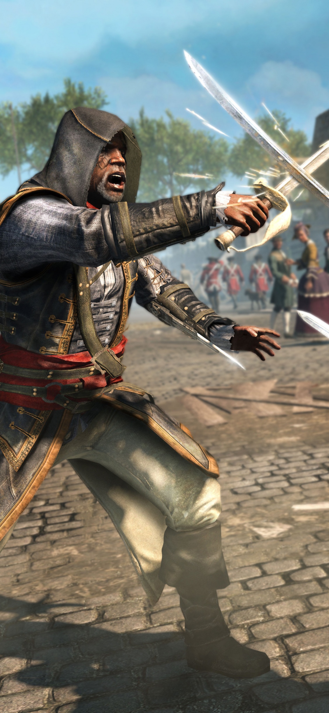 Обои assassins creed rogue, ассассинс Крид братство, ubisoft, компьютерная игра, битва в разрешении 1125x2436