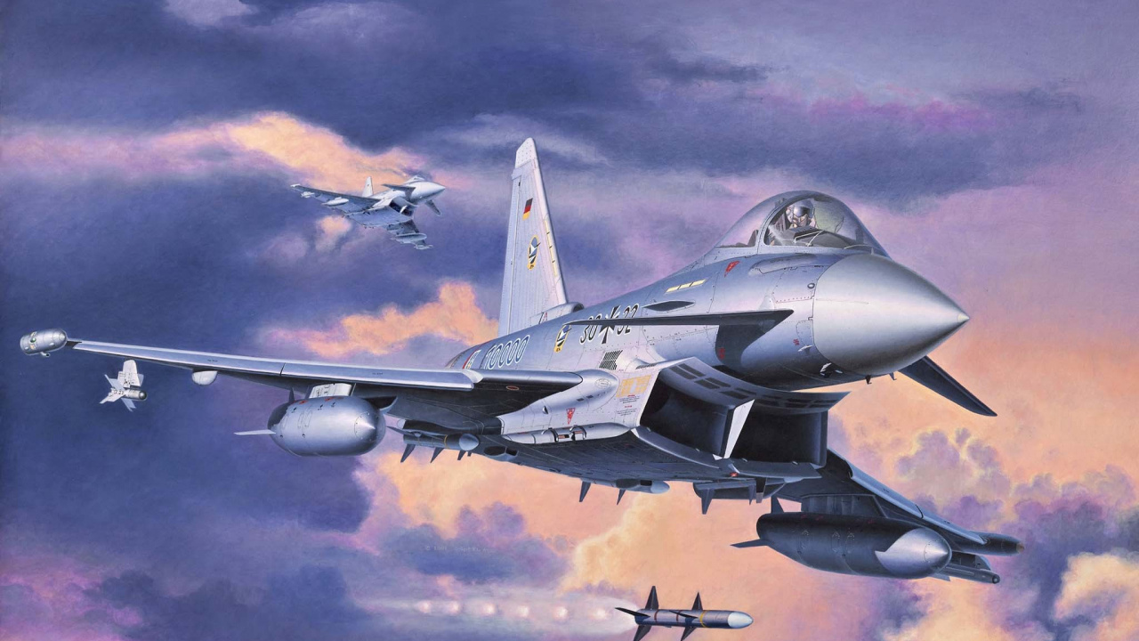 Обои Еврофайтер Тайфун, ревелл, пластиковая модель, самолеты, самолет в разрешении 1280x720