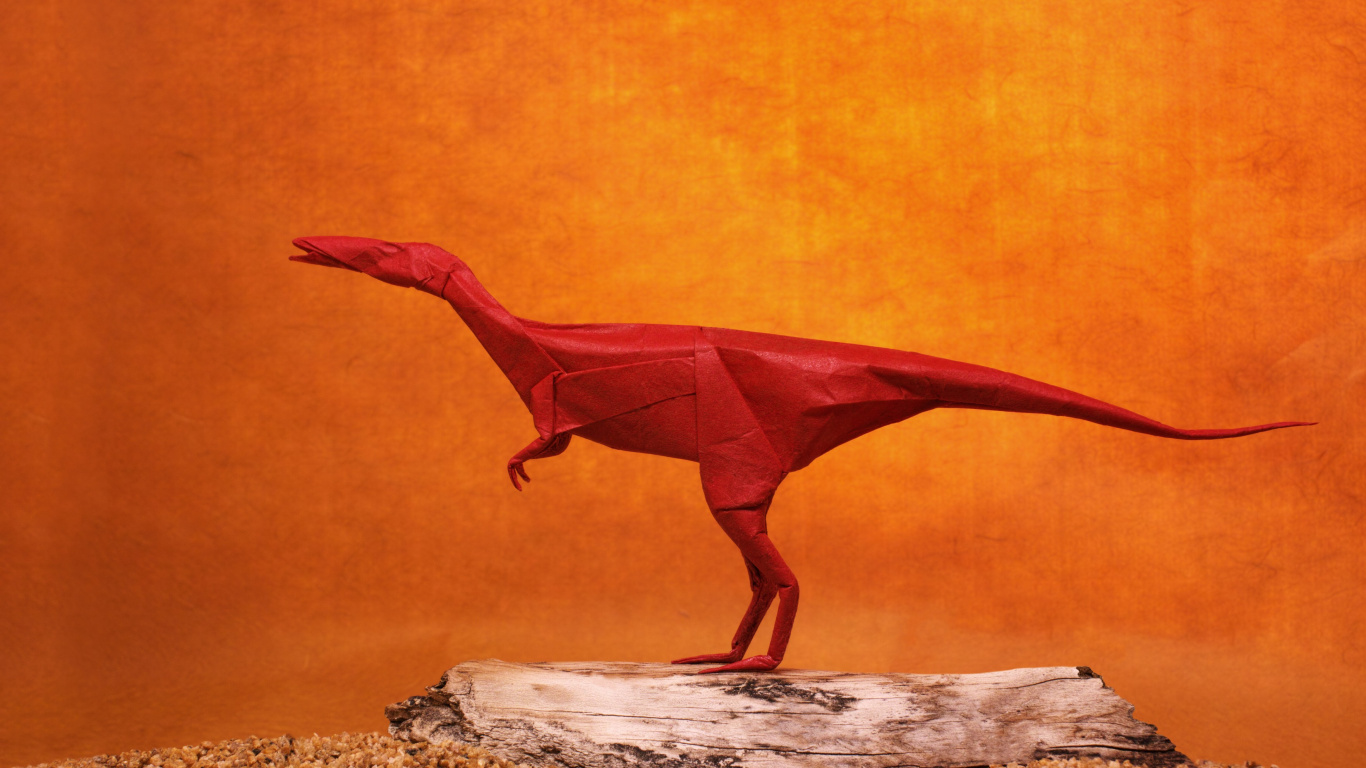 Обои вымирание, Целофизиса, Динозавр Оригами, бумага, тираннозавр в разрешении 1366x768