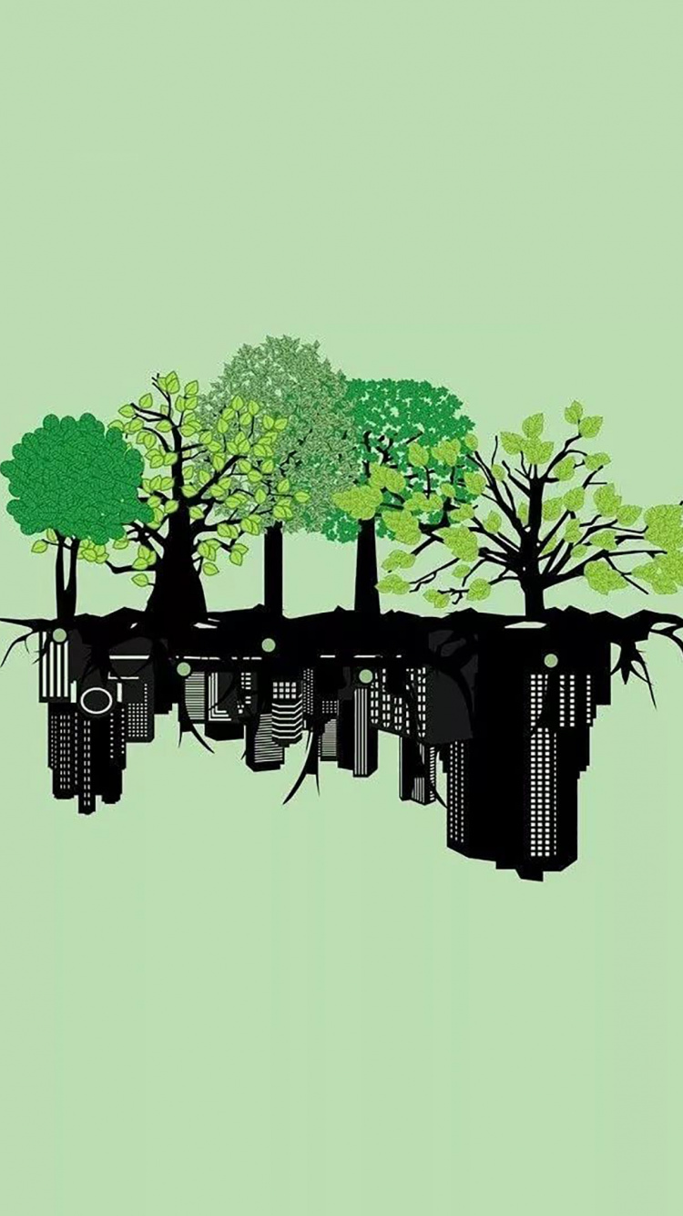 Обои минимализм, ветвь, зеленый, лист, стебель растения в разрешении 750x1334