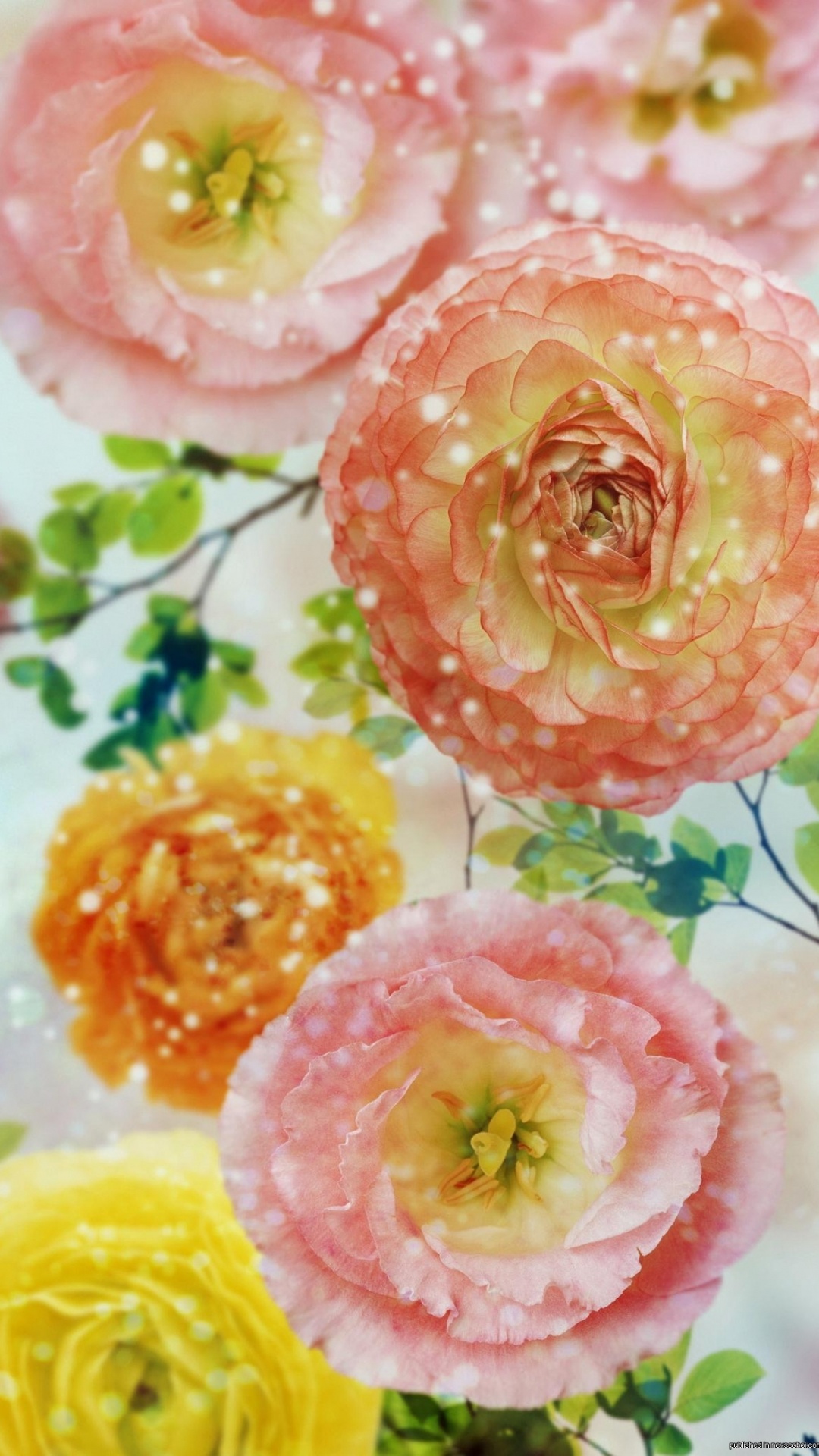 Обои цветок, акварельные краски, розовый, лепесток, Роза в разрешении 1080x1920