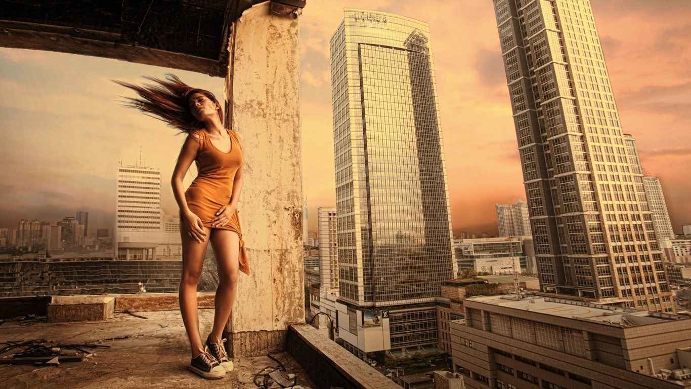 Обои небоскреб, архитектура, метрополия, городской район, город в разрешении 1366x768