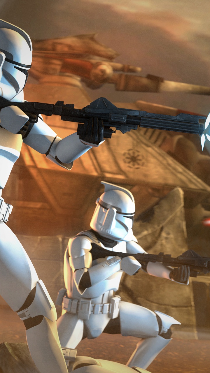 Обои фигурка, робот, игра-боевик, Геонозис, Битвы на Джеонозисе в разрешении 720x1280