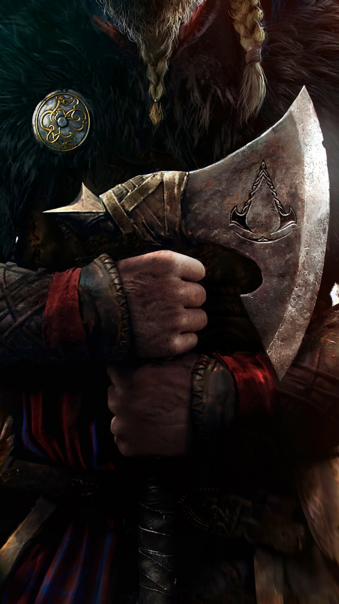 Обои assassins creed valhalla, Эйвор Варинсдоттир, рукав, жест, палец в разрешении 1080x1920