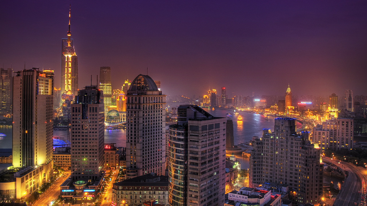 Обои ночь, город, городской пейзаж, метрополия, городской район в разрешении 1280x720