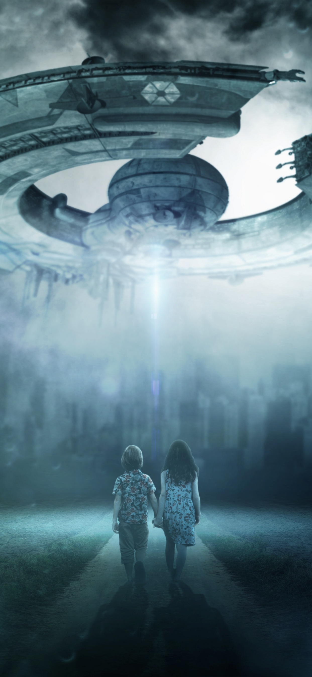 Обои внеземная жизнь, темнота, иллюстрация, космос, арт в разрешении 1242x2688