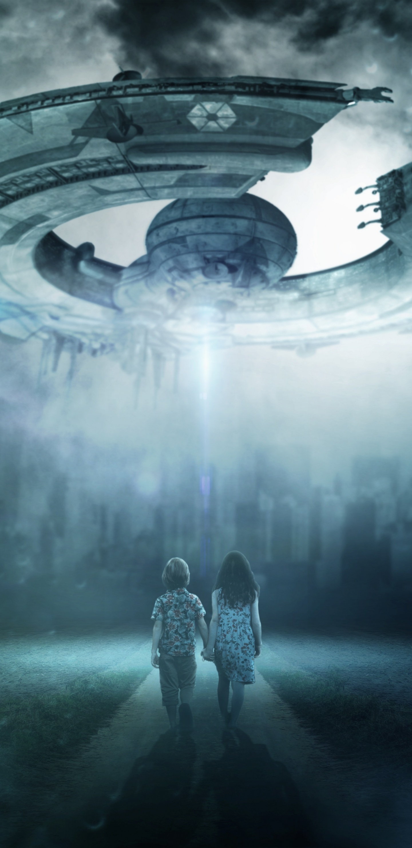 Обои внеземная жизнь, темнота, иллюстрация, космос, арт в разрешении 1440x2960