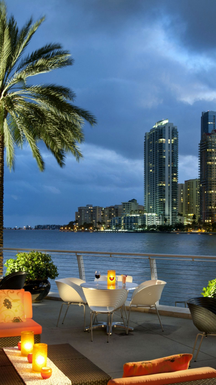 Обои Майами, Южный пляж, вода, облако, здание в разрешении 750x1334