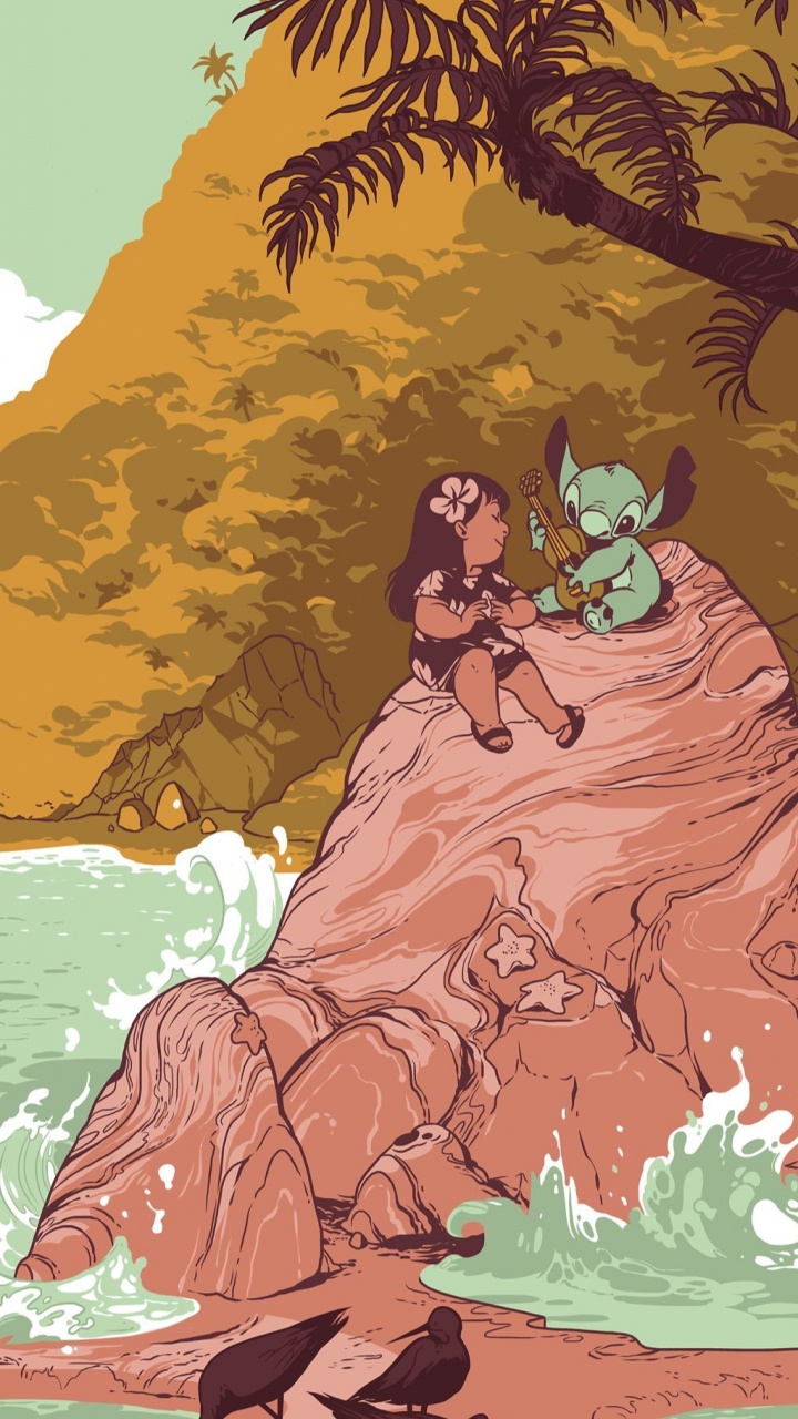 Обои мультфильм, розмарин лило и стич, лило стич беда в раю, постер, Disney в разрешении 720x1280