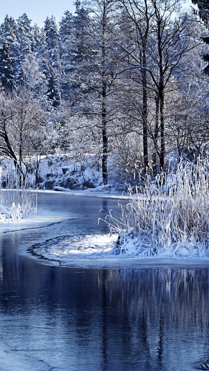 Обои зима, снег, природа, вода, замораживание в разрешении 720x1280