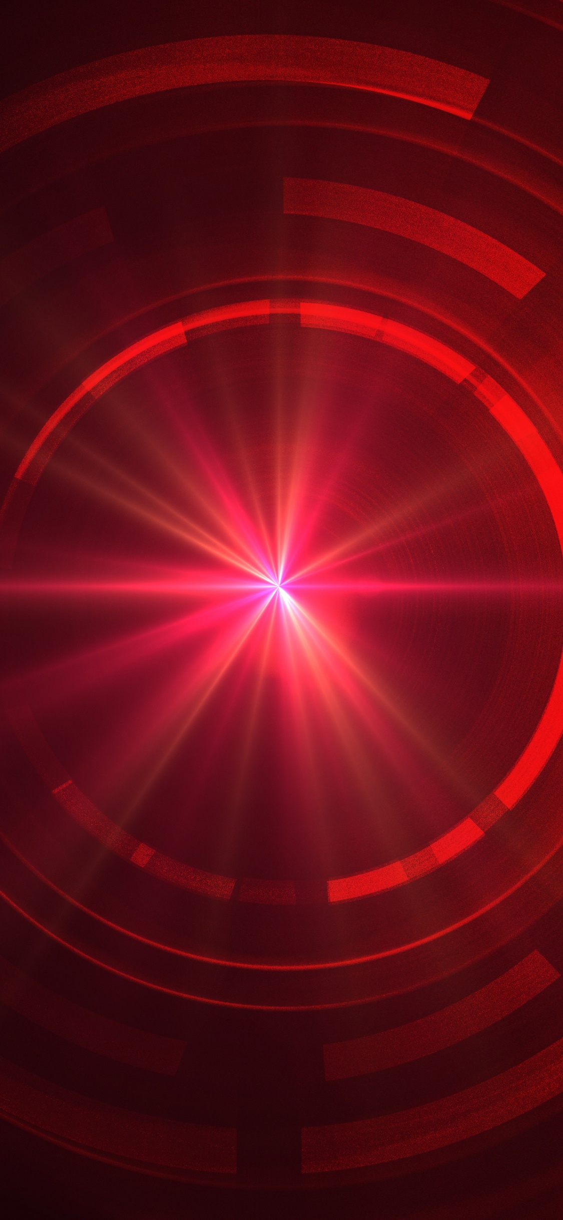 Обои блик, красный цвет, свет, круг, технологии в разрешении 1125x2436