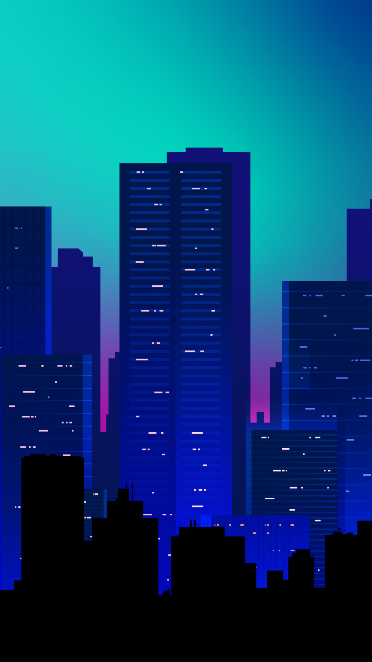 Обои цифровое искусство, синий, дневное время, башня, город в разрешении 750x1334