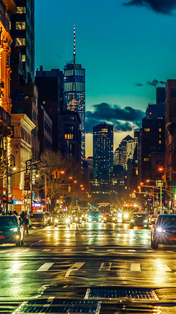 Обои ночь, город, городской район, метрополия, городской пейзаж в разрешении 750x1334