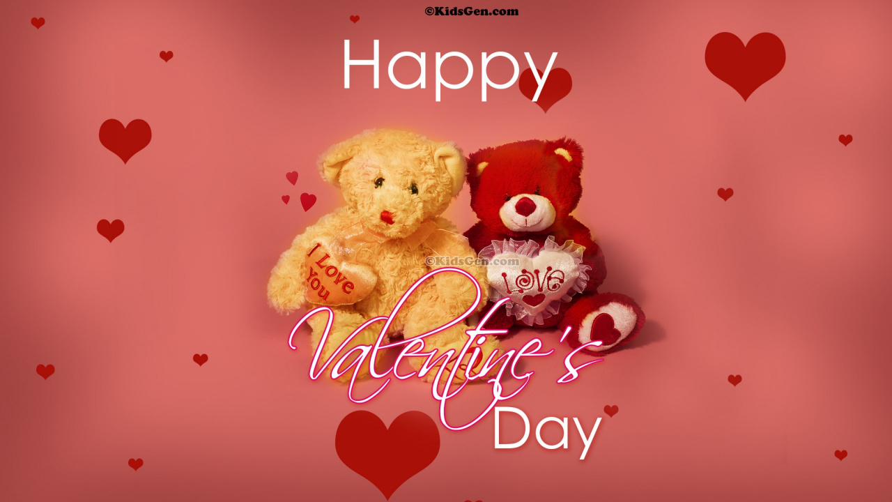 Обои День Святого Валентина, плюшевый мишка, сердце, любовь, текст в разрешении 1280x720