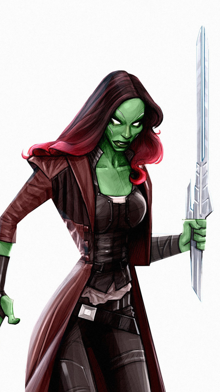 Обои Гамора, Стражи Галактики, супергерой, Танос, фигурка в разрешении 750x1334