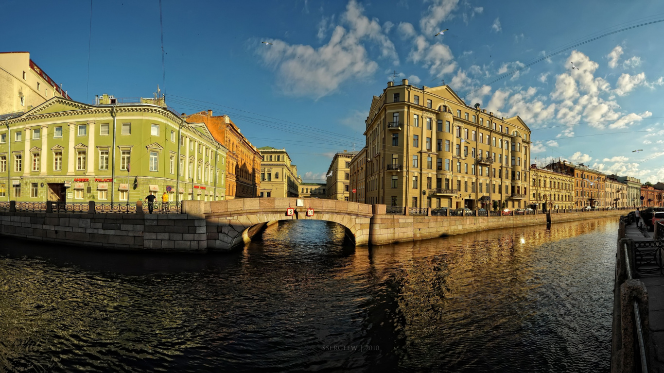 Обои Мини Отель Фонтанка 58, вода, водный путь, отражение, городок в разрешении 1366x768