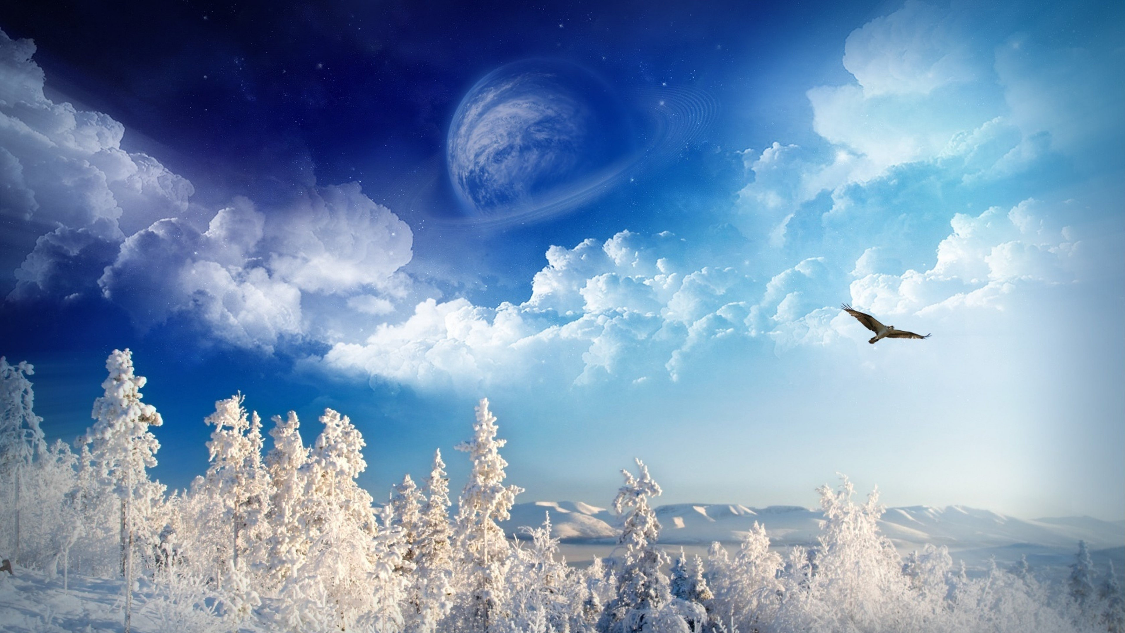 Обои зима, природа, атмосфера, облако, дневное время в разрешении 3840x2160