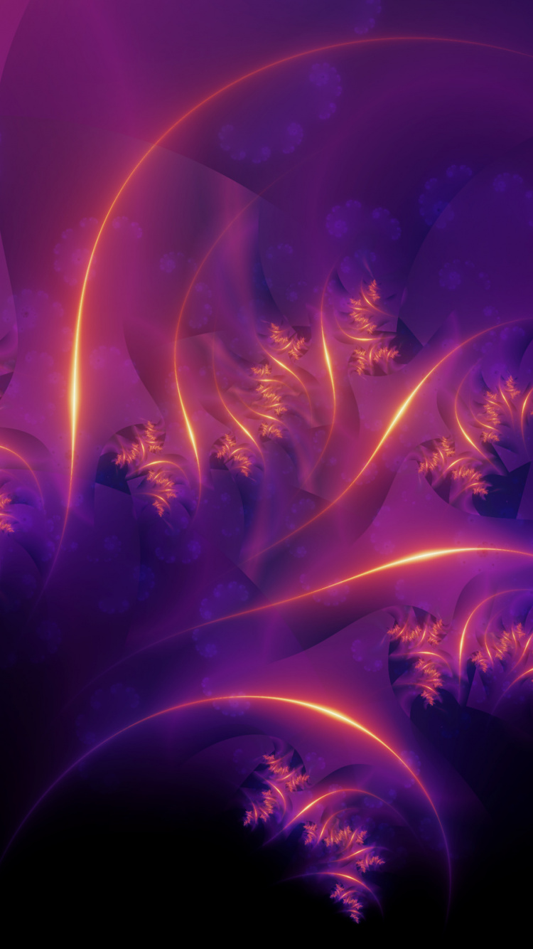 Обои Фиолетовый, пурпур, фрактальное искусство, свет, пространство в разрешении 750x1334