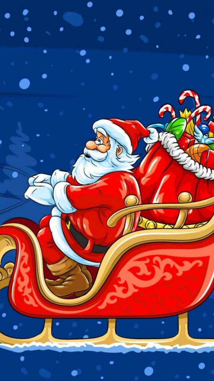 Обои Санта-Клаус, Рождественский день, Северный олень, олень, Рождество в разрешении 720x1280