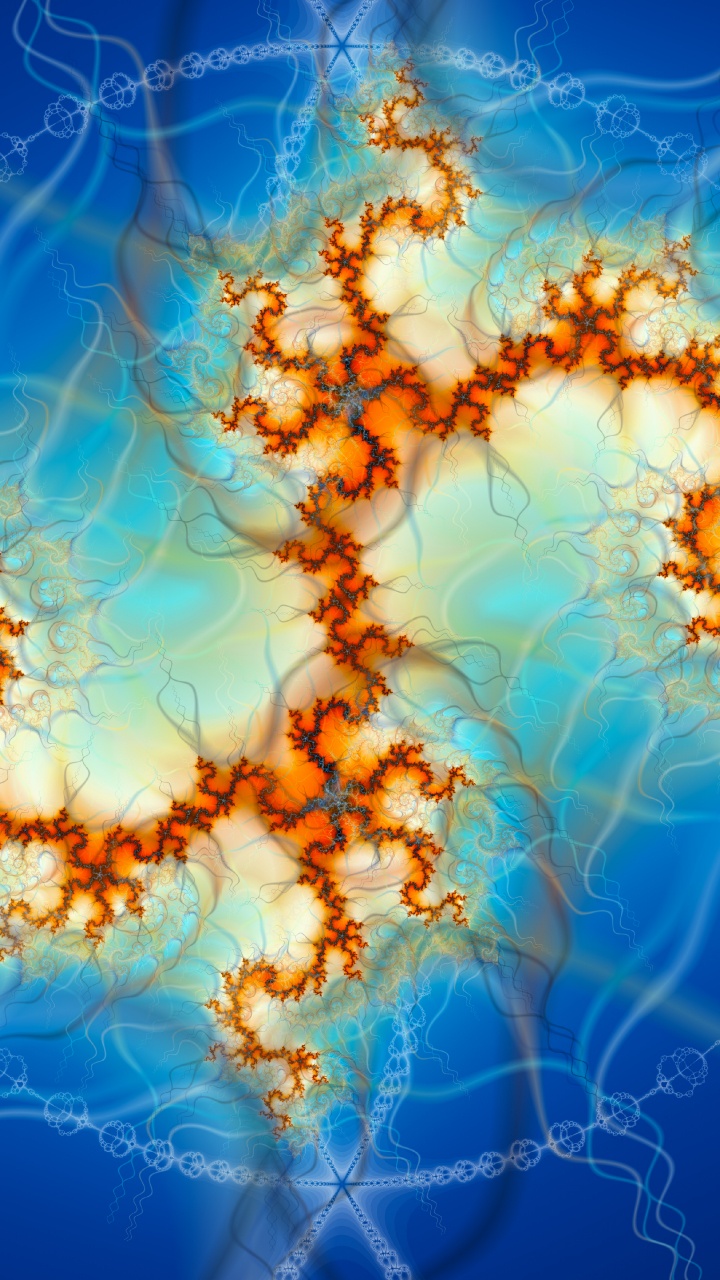 Обои фрактальное искусство, фрактал, синий, линия, дизайн в разрешении 720x1280