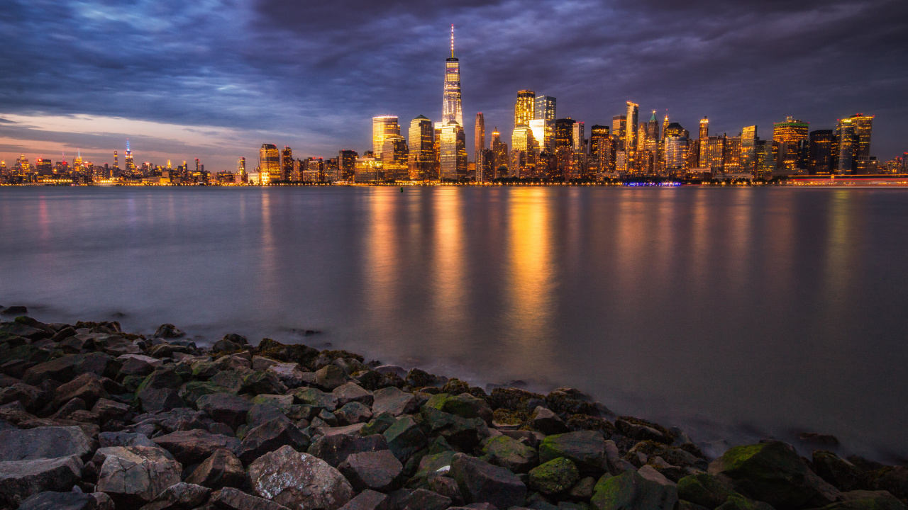 Обои Всемирный торговый центр 1, городской пейзаж, город, линия горизонта, городской район в разрешении 1280x720