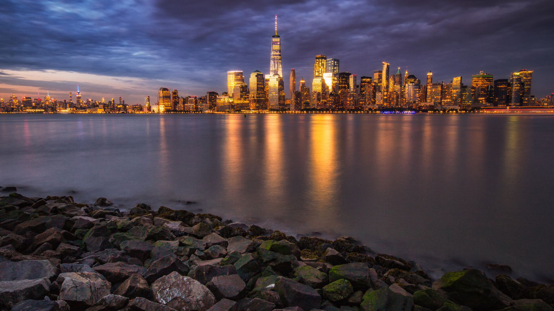 Обои Всемирный торговый центр 1, городской пейзаж, город, линия горизонта, городской район в разрешении 1920x1080