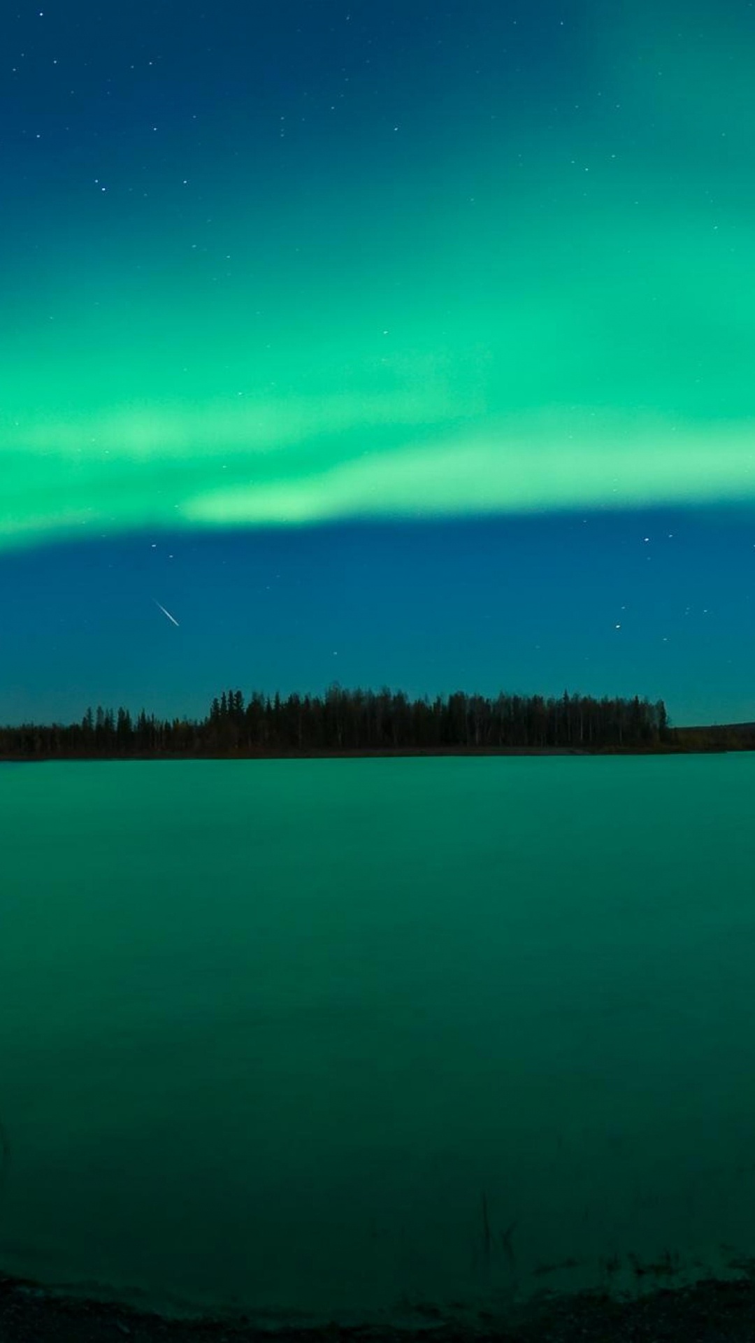 Обои Аврора, природа, зеленый, синий, горизонт в разрешении 1080x1920