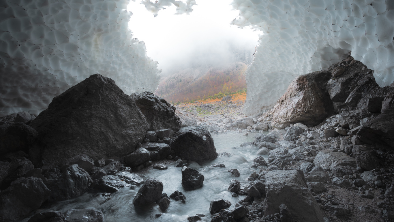 Обои рок, прибрежные и океанические рельефы, пейзаж, морская пещера, природа в разрешении 1366x768