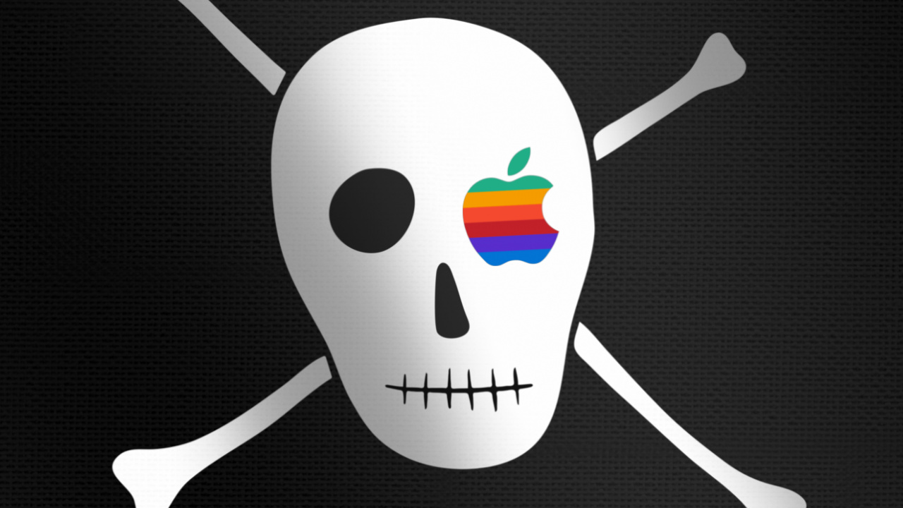 Обои яблоко, веселый Роджер, флаг, пиратство, головной убор в разрешении 1280x720