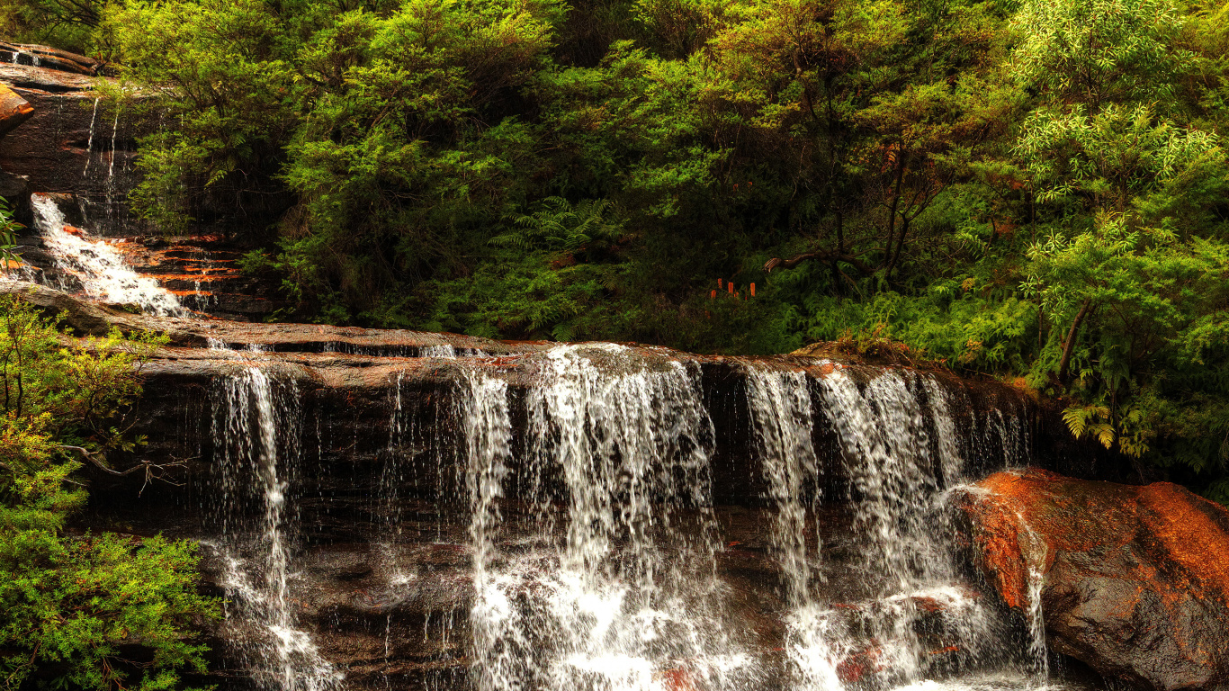 Обои Уэнтворт-Фолс, водопад, гидроресурсы, водоем, природа в разрешении 1366x768
