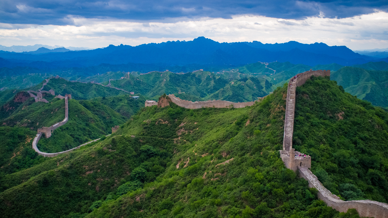 Обои великая Китайская стена, нагорье, гора, горная станция, горный перевал в разрешении 1280x720