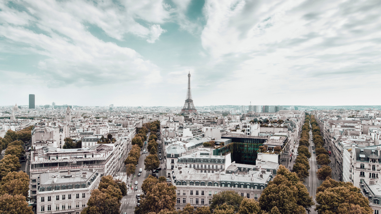 Обои Эйфелева башня, Сент-Джеймс Пэрис, Литва, облако, здание в разрешении 1280x720