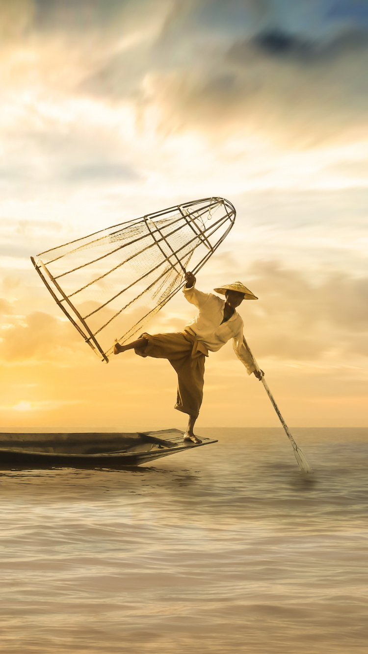 Обои рыболовство, рыбак, лодка, Рекреационные лодки рыбная ловля, перевозка воды в разрешении 750x1334