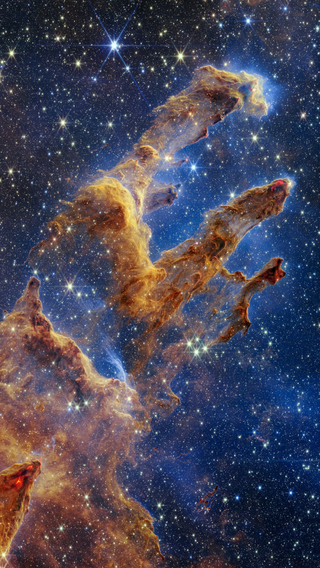 Обои Телескоп Уэбба столпы творения, Столпы творения, Космический Телескоп Джеймса Вебба, космический телескоп, НАСА в разрешении 1080x1920